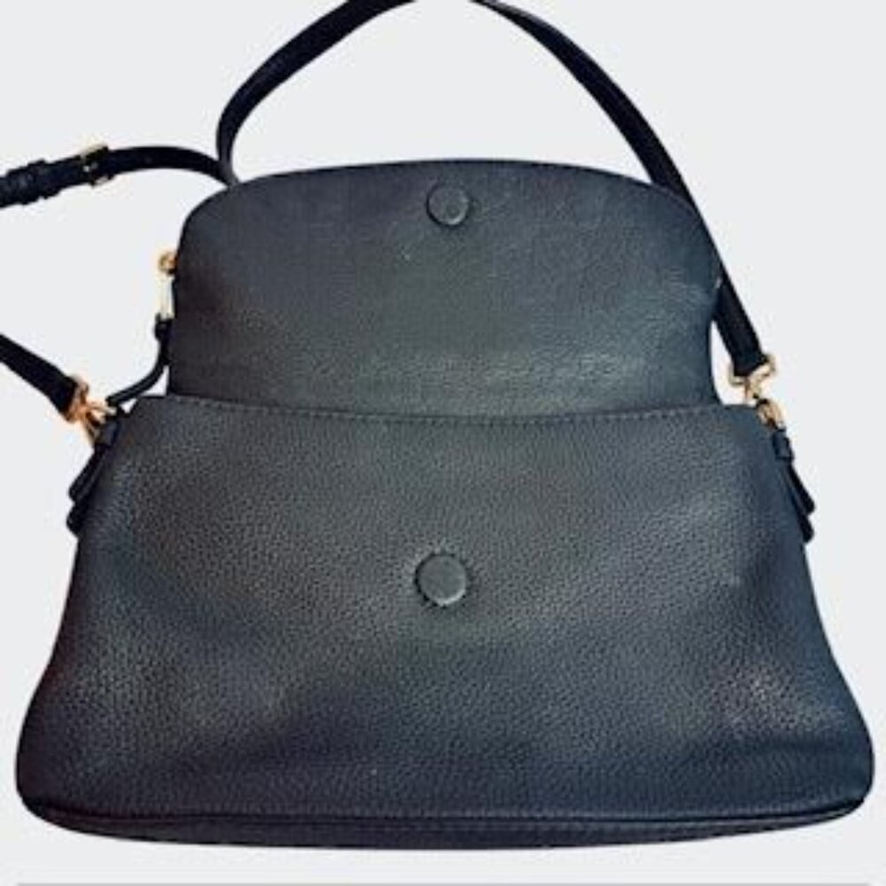 Kate Spade Black & Cream Pebbled Leather Shoulder Bag Crossbody Adjustable Strap - Picture 7 of 13
